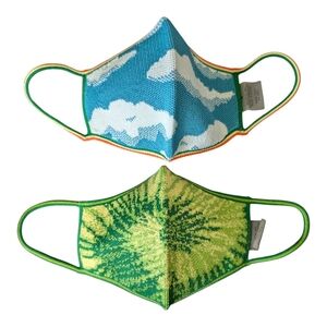 RARE Rothy's Kids Face Mask Set - Blue Cloud & Green Tie-Dye